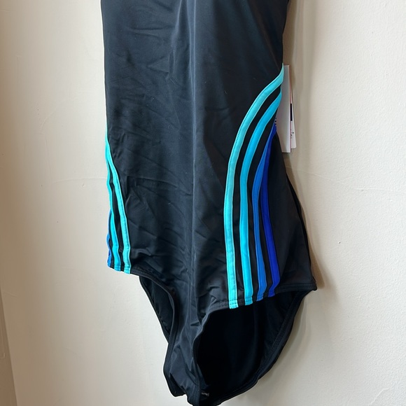 SWIN SUITS FOR ALL NWT black one piece swim suit with blue cross cross size 18 - Picture 2 of 6